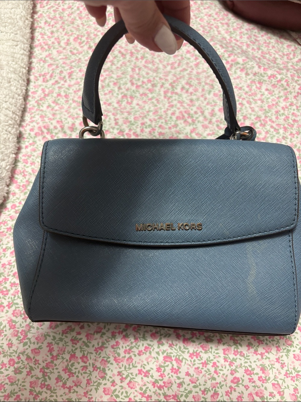 Michael Kors Dusty Blue Saffiano Top-Handle Satchel